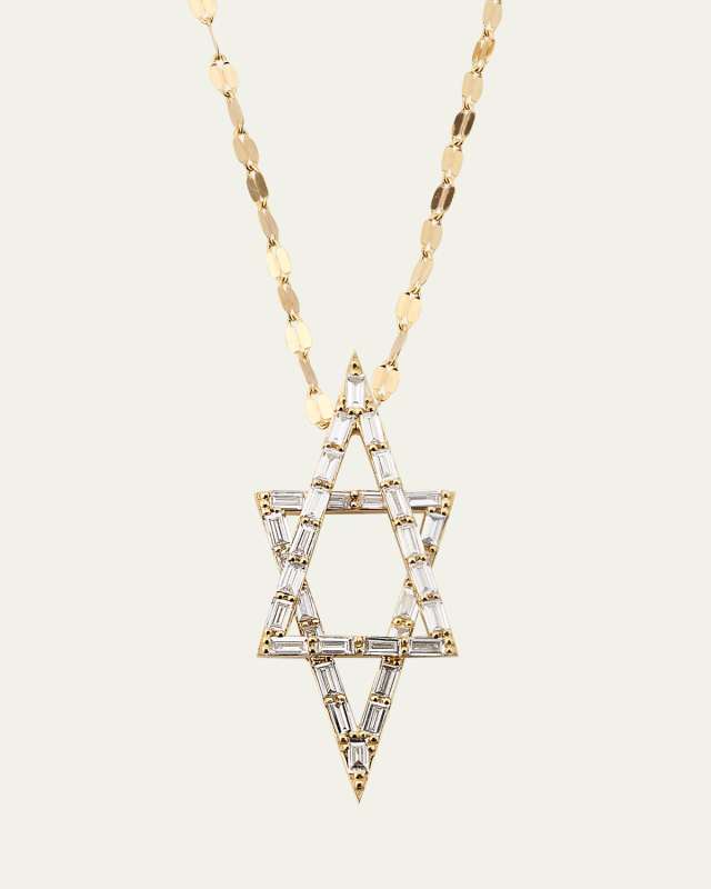 Baguette Diamond Star of David Pendant Necklace